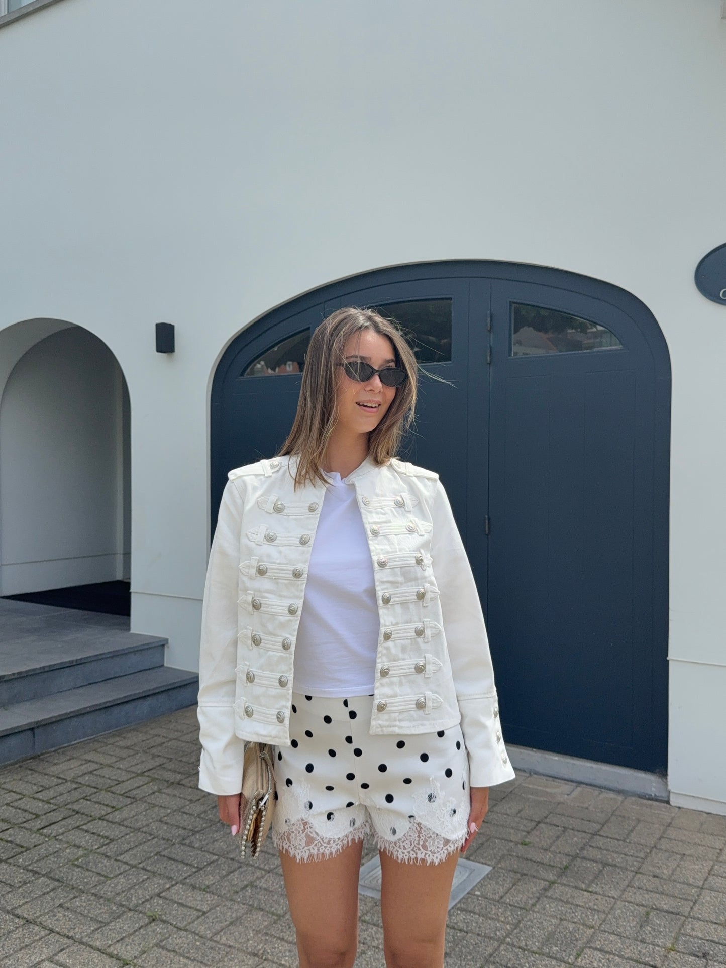 Veste officier en jeans blanche