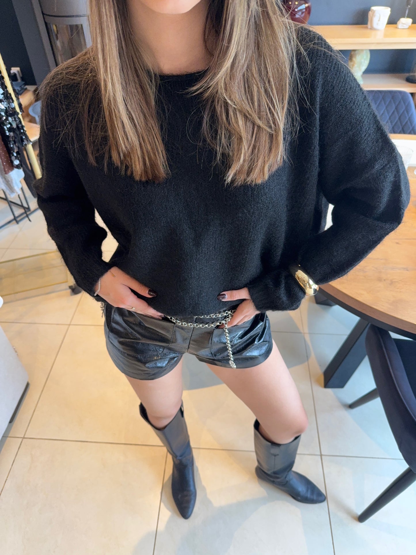 Short métallique Kaïa (noir)