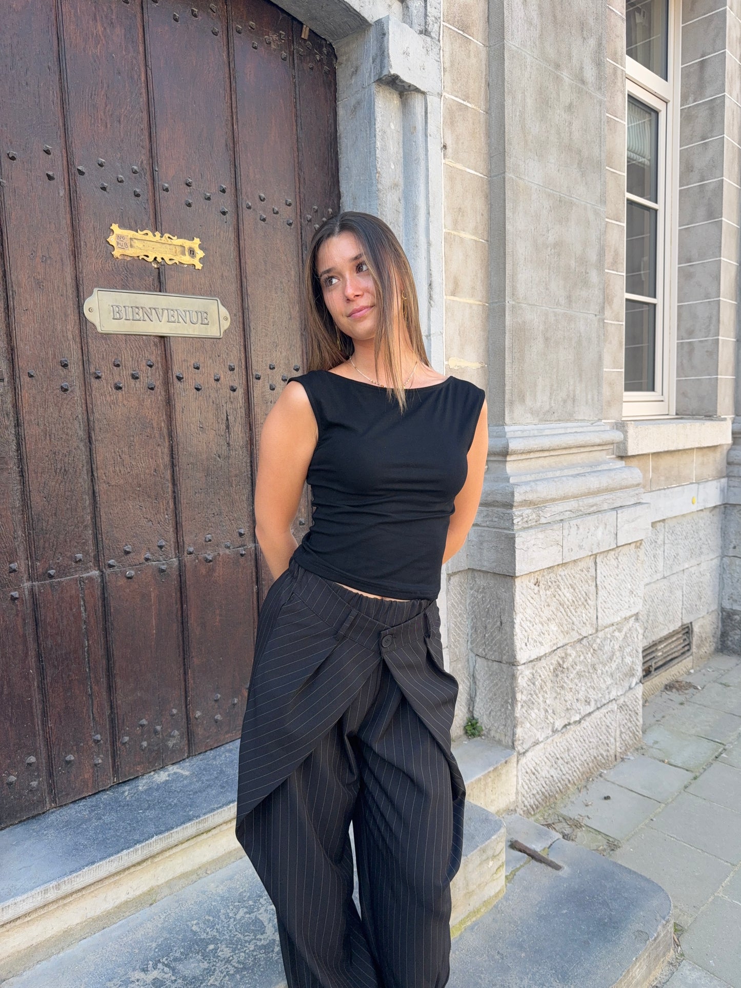 Pantalon portefeuille ligné