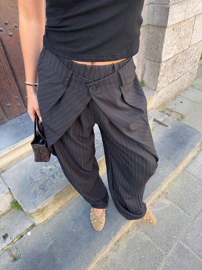 Pantalon portefeuille ligné