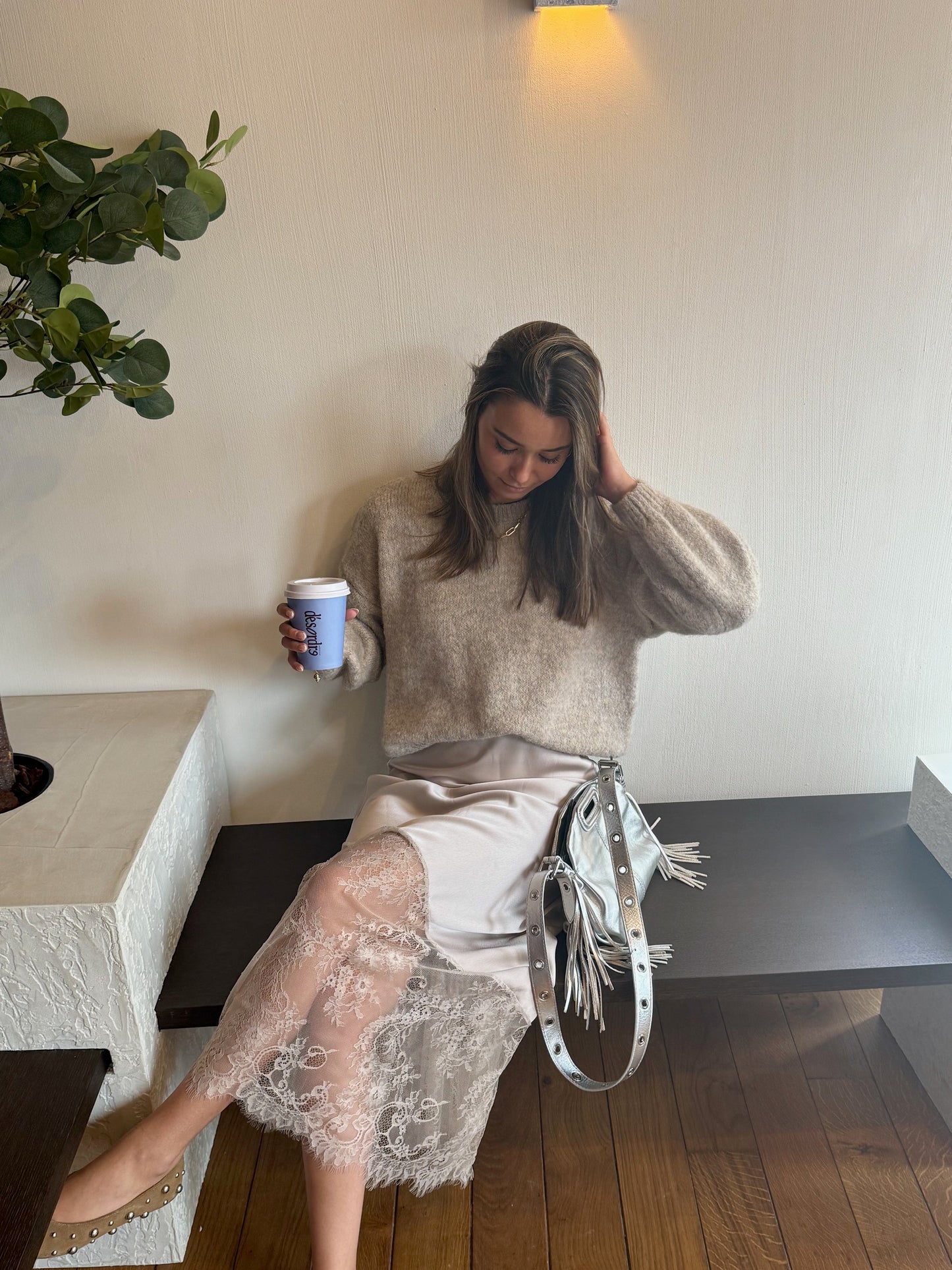 Jupe en dentelle Louna (beige)