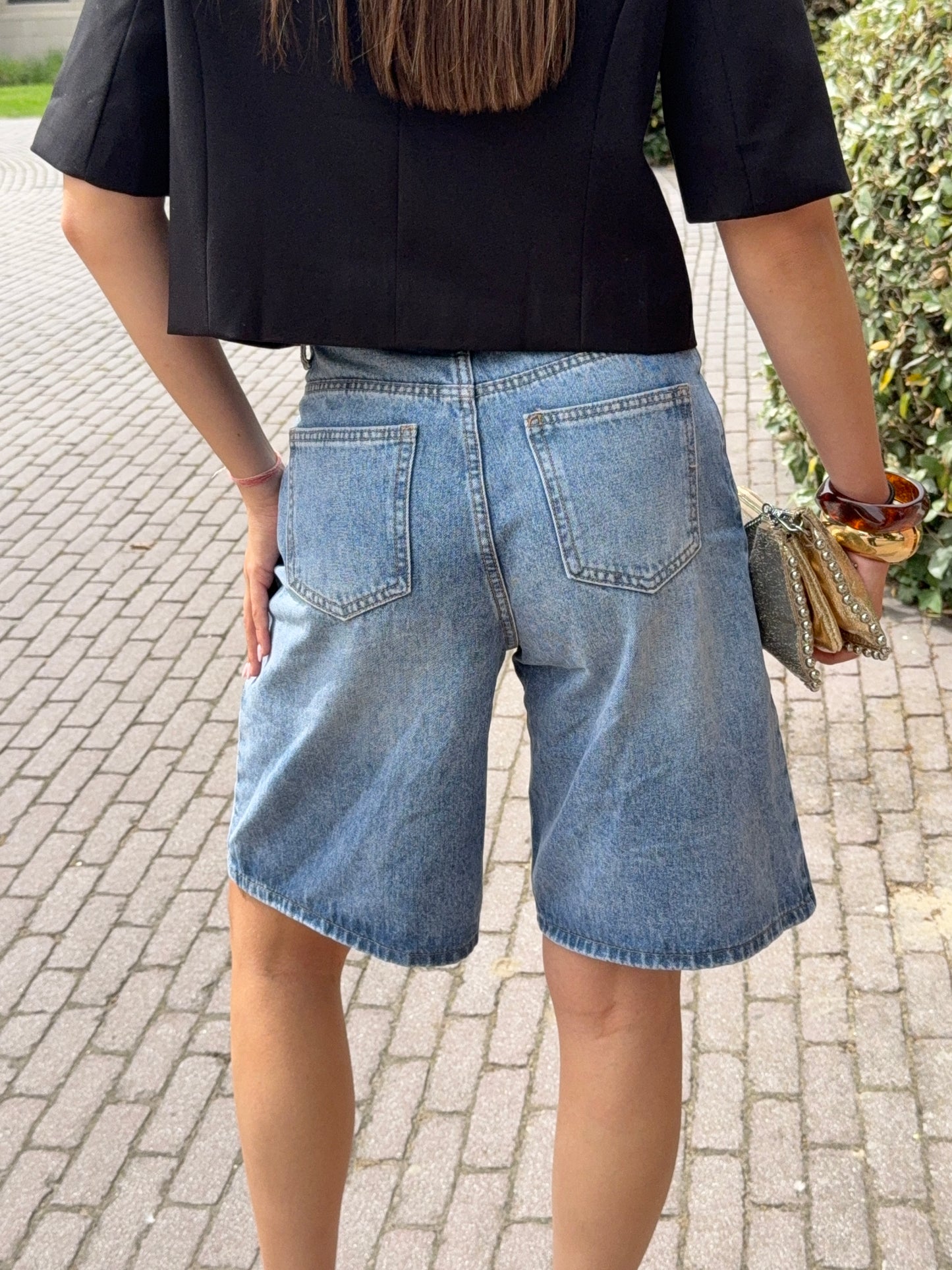 Bermuda croisé en jeans