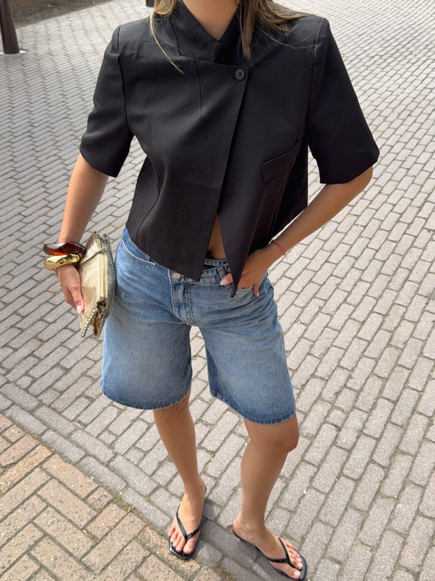 Bermuda croisé en jeans