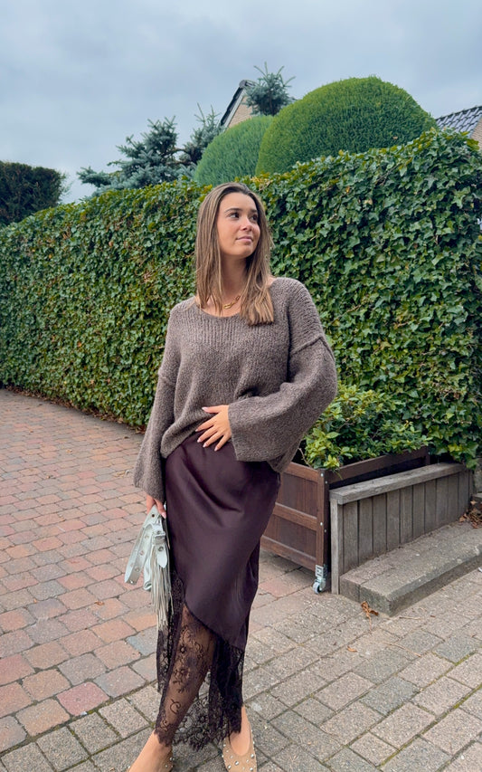 Jupe dentelle Louna (chocolat)