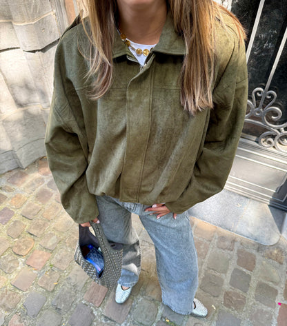 Veste suédine Lara (Kaki)