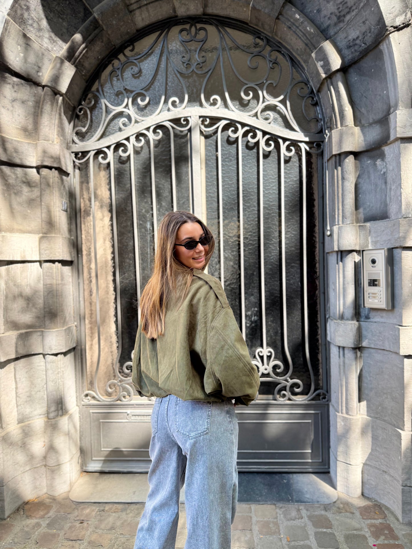 Veste suédine Lara (Kaki)