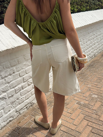 Bermuda en jeans croisé (blanc)