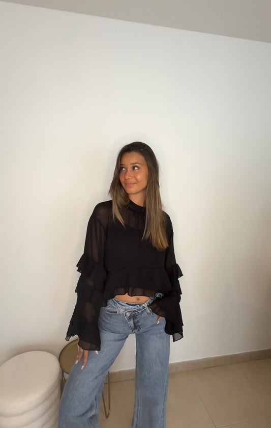 Blouse transparente Katarina (noire)