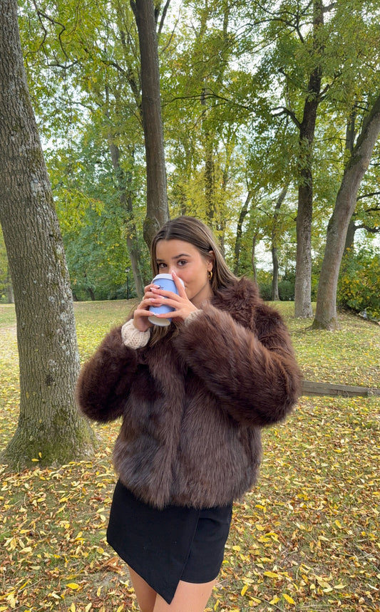 Veste fourrure Sofia (chocolat)