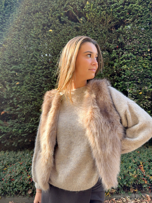 Veste fourrure sans manches Léa