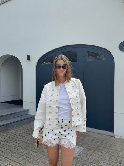Veste officier en jeans blanche