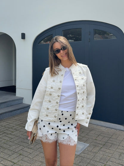 Veste officier en jeans blanche