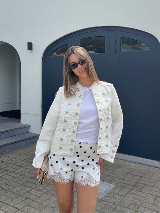 Veste officier en jeans blanche