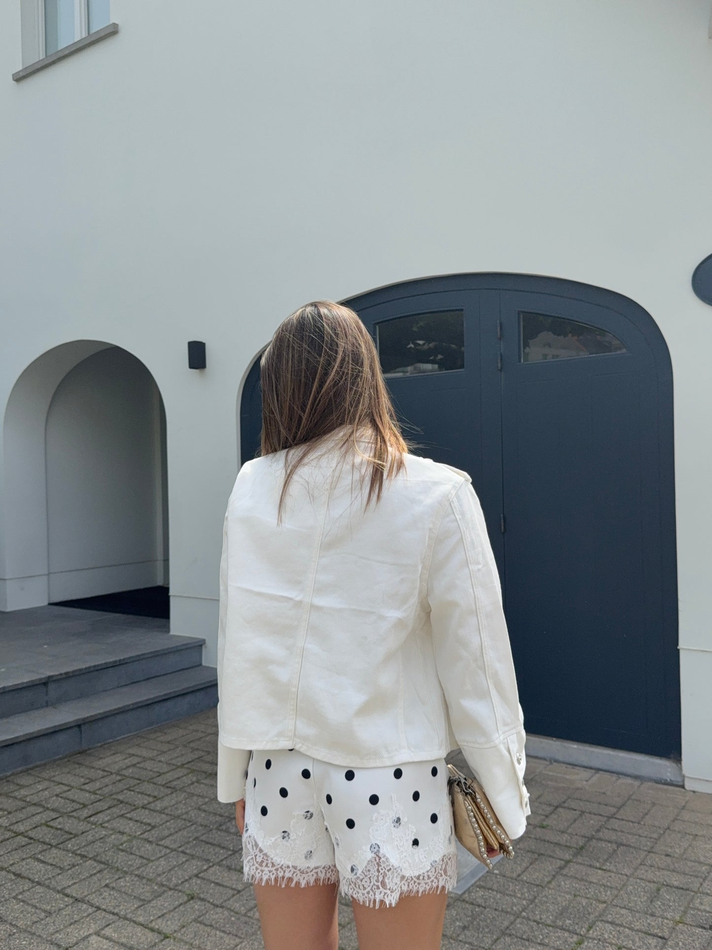 Veste officier en jeans blanche