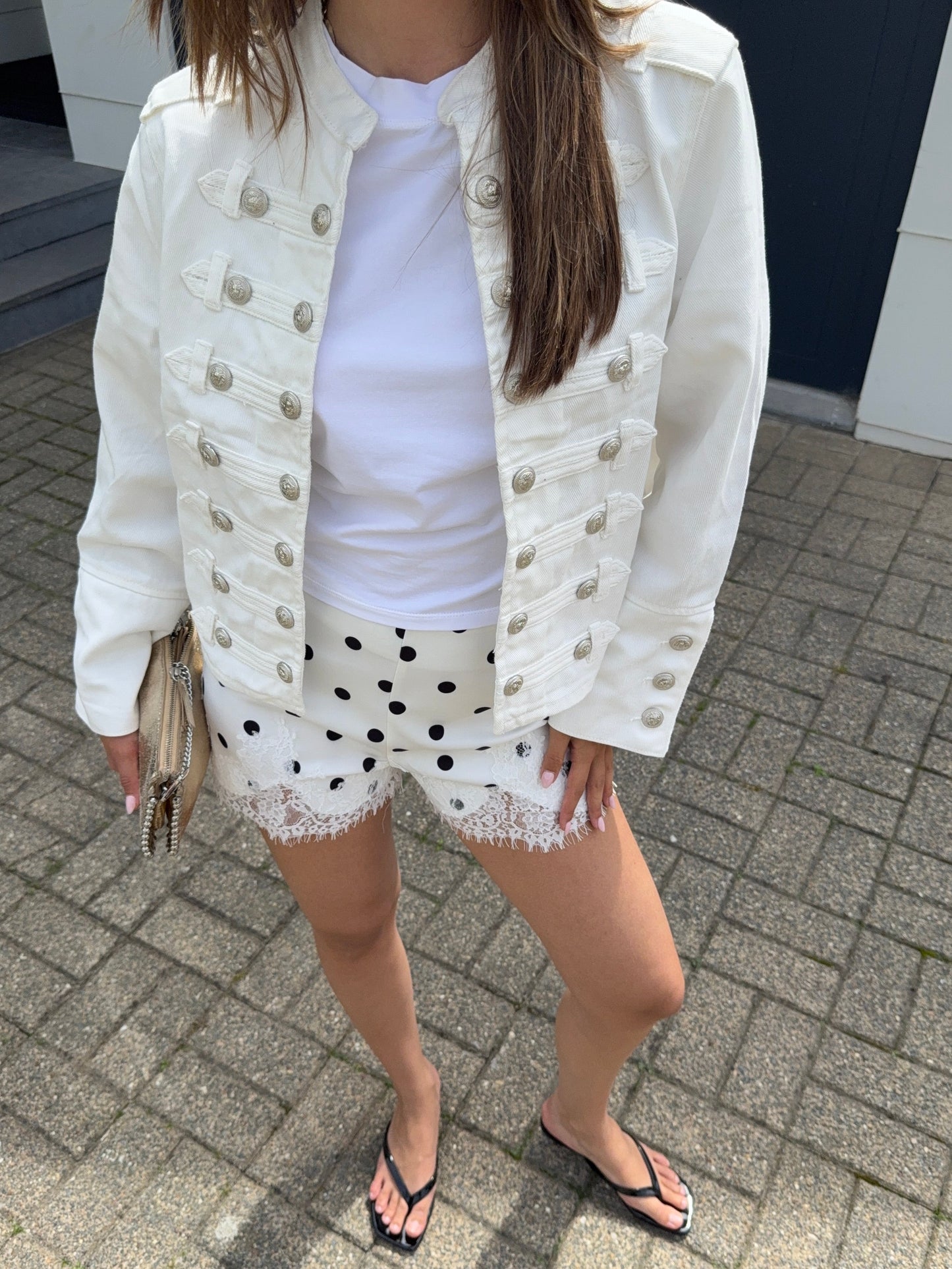 Veste officier en jeans blanche