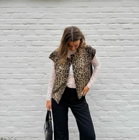 Veste sans manche léopard Nina