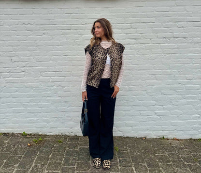 Veste sans manche léopard Nina