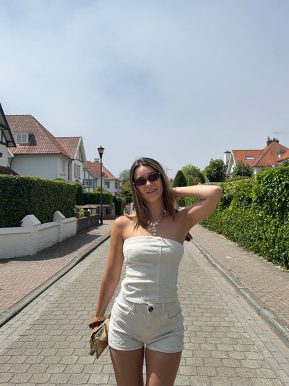 Bustier en jeans brodé