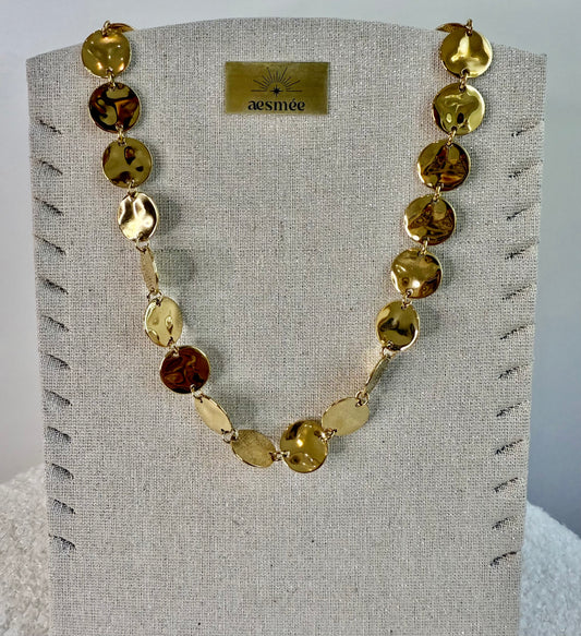 Collier doré  médaillons ronds