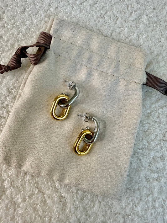 Boucles d'oreilles pendantes bicolores