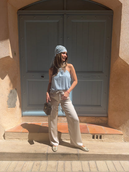 Pantalon satin beige