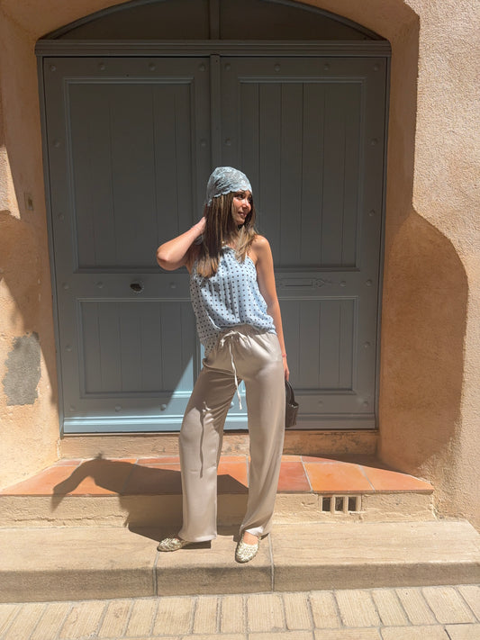 Pantalon satin beige