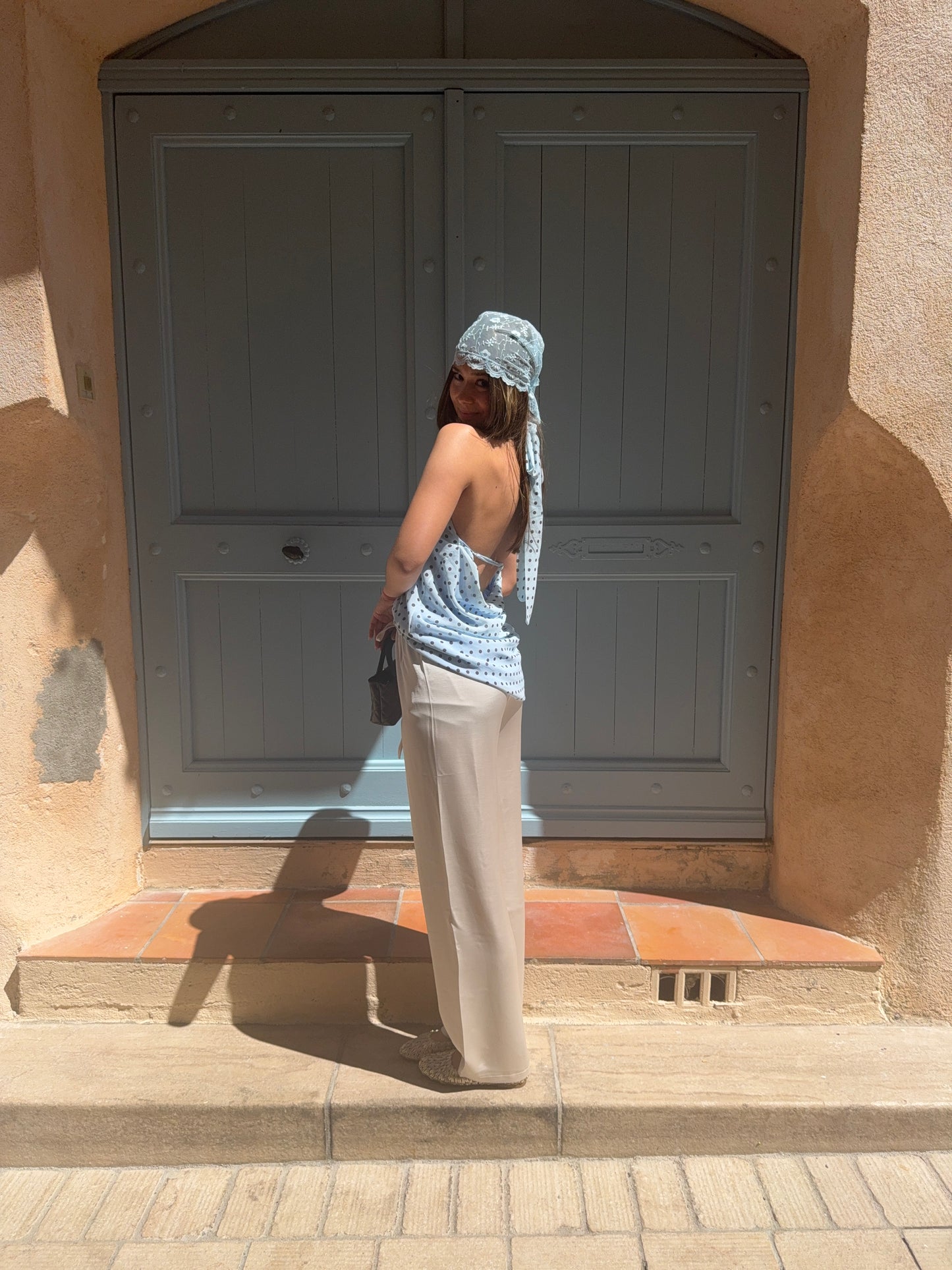 Pantalon satin beige