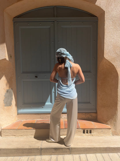 Pantalon satin beige