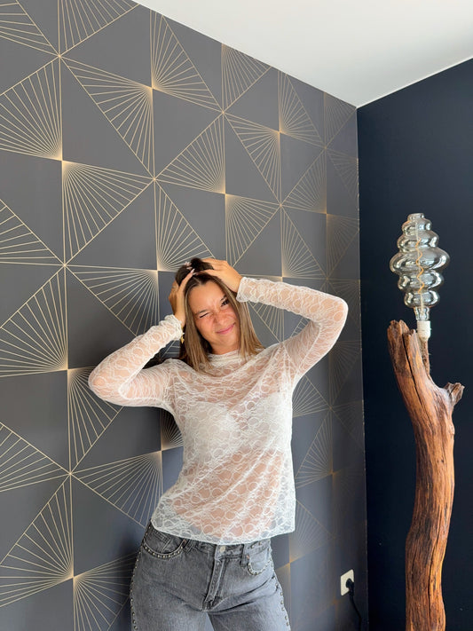 T-shirt en dentelle blanc Maia