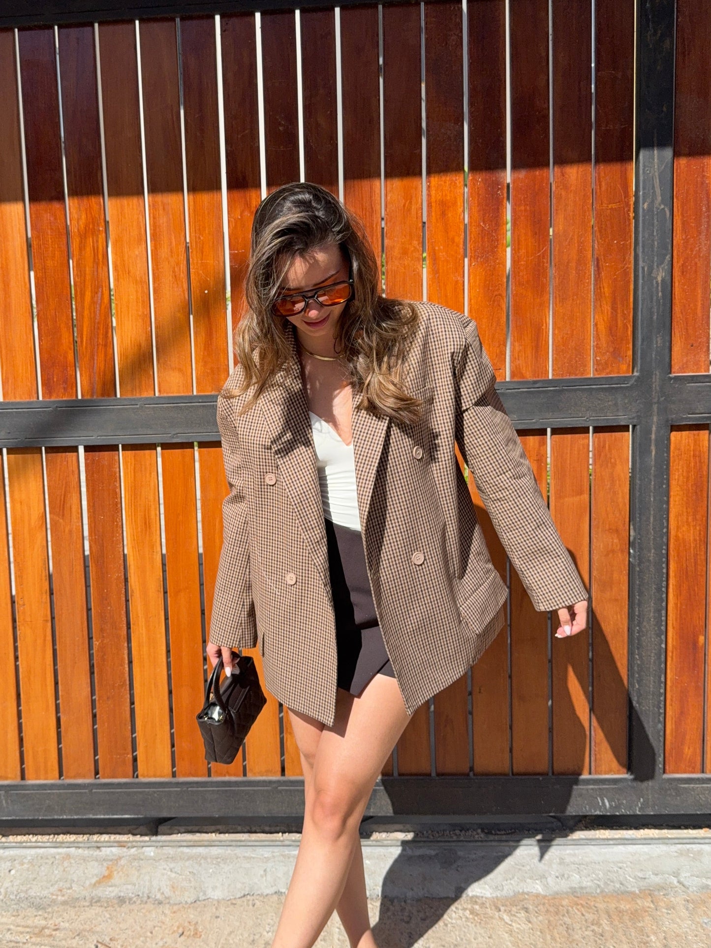 Blazer oversize  à carreaux