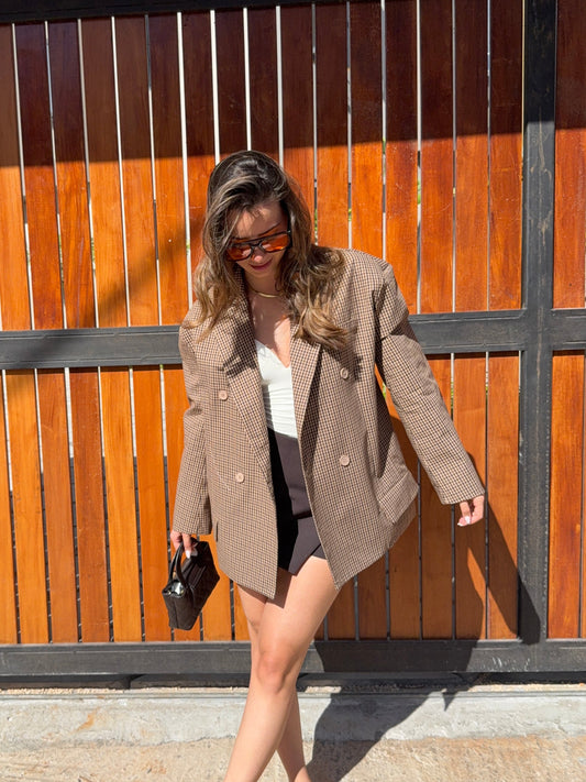 Blazer oversize  à carreaux