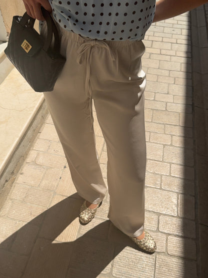 Pantalon satin beige
