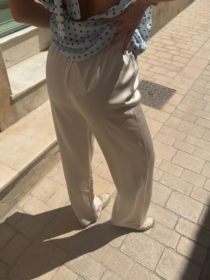 Pantalon satin beige