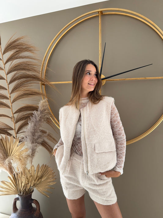 Veste sans manches ballon Aurélie (blanc)