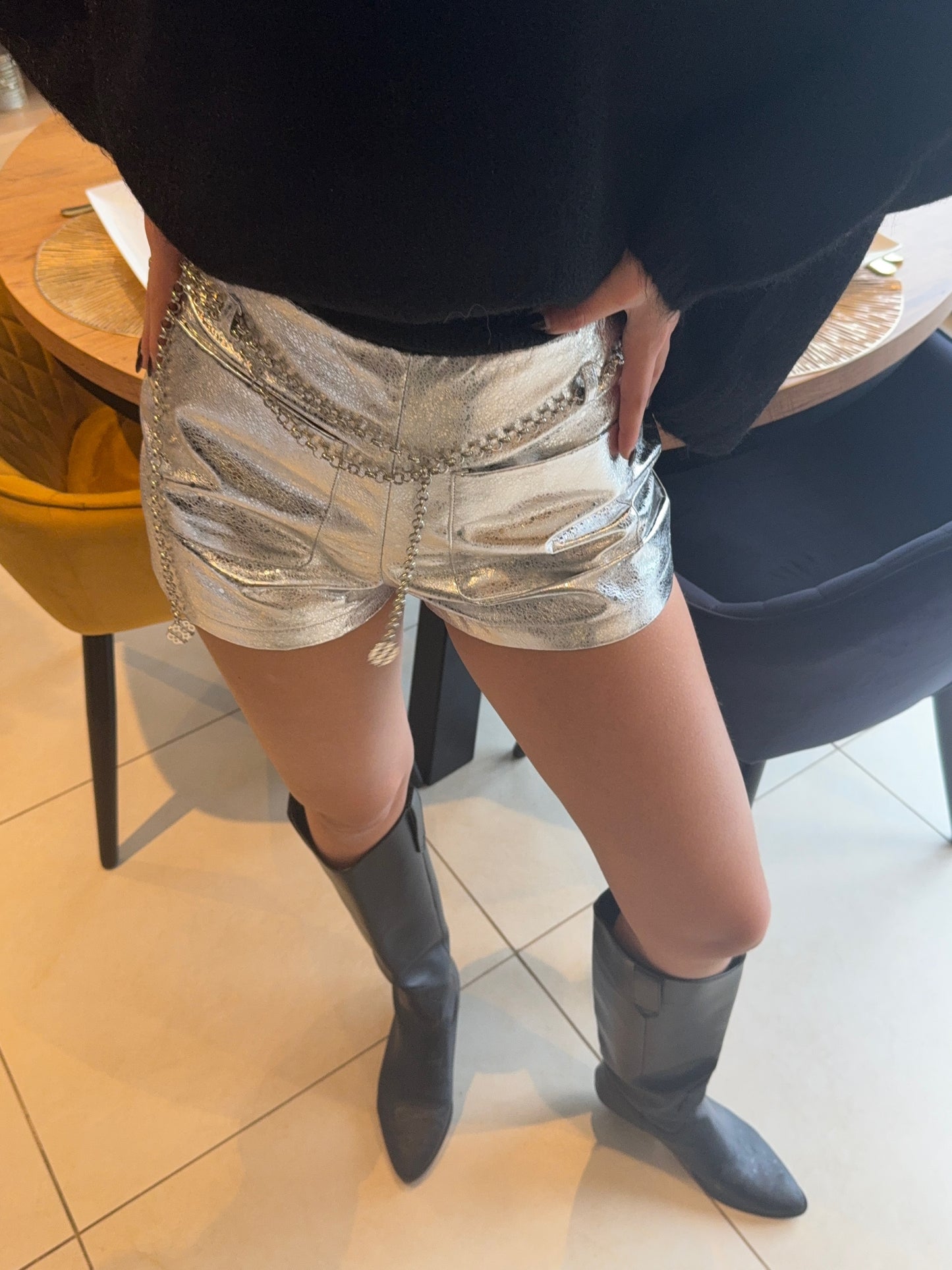 Short métallique Kaïa (argenté)