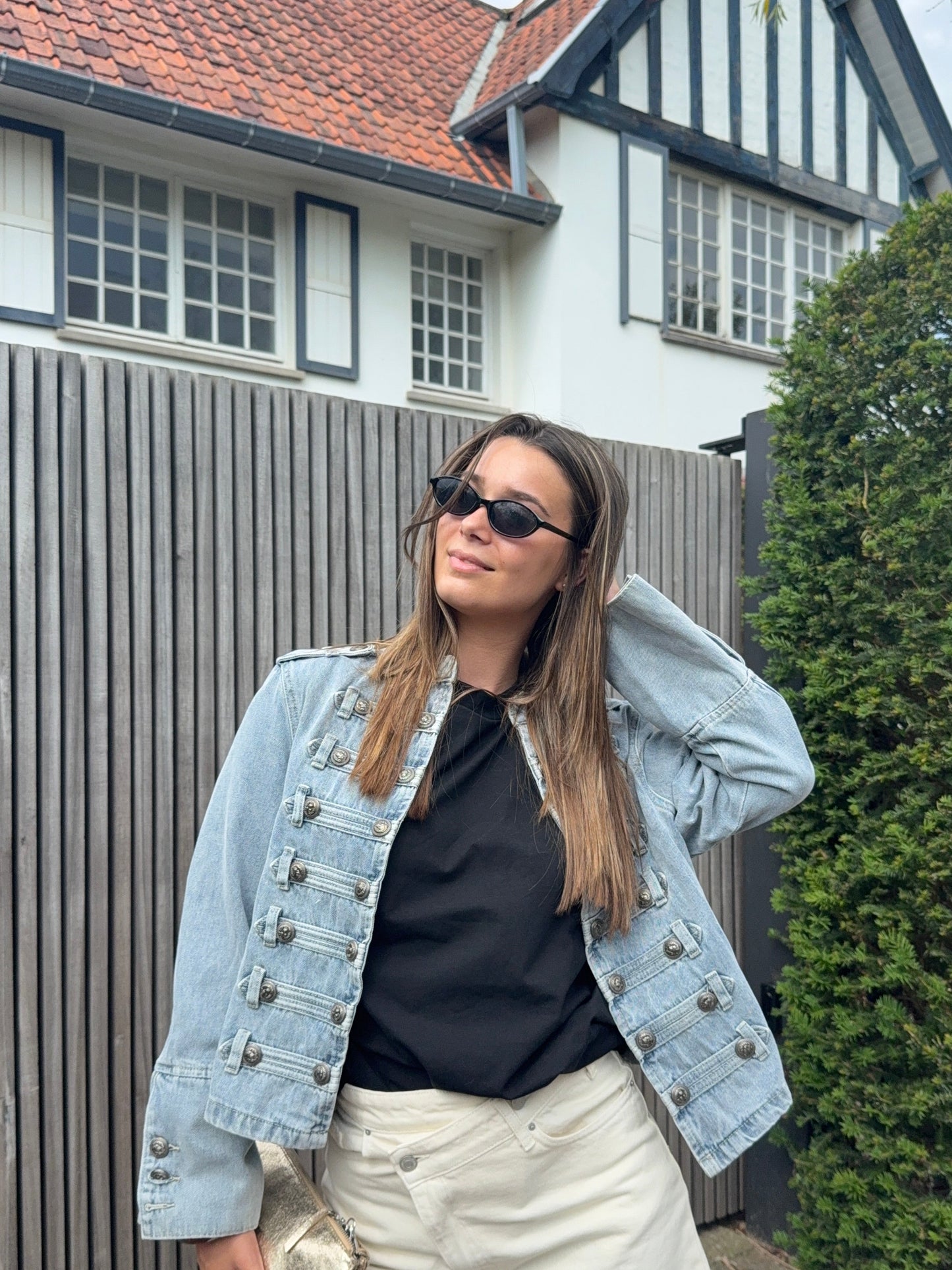 Veste en jeans officier bleue