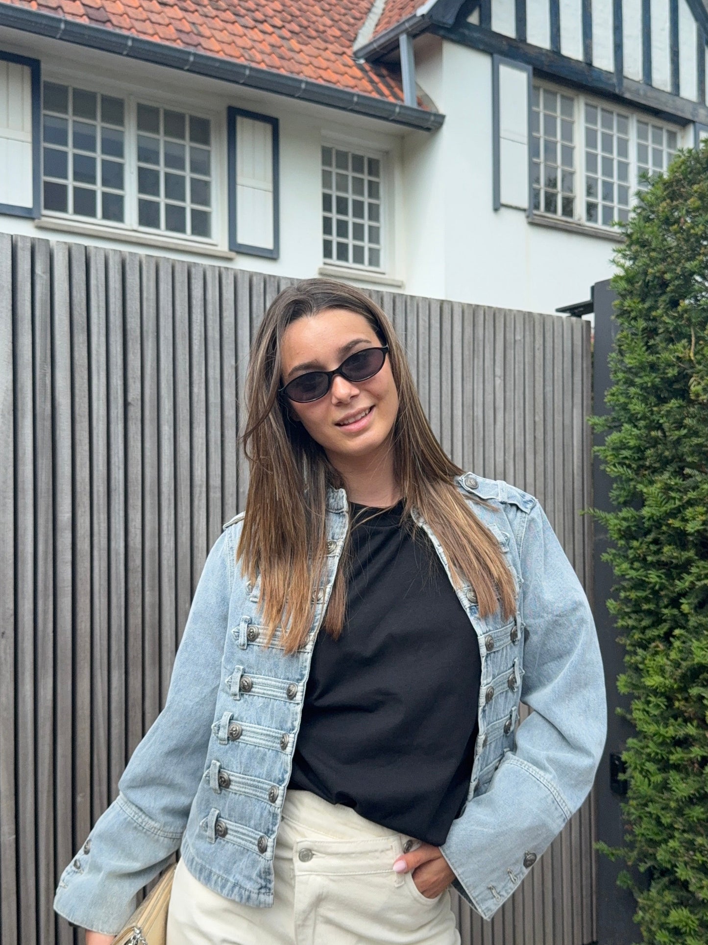 Veste en jeans officier bleue