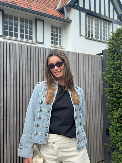 Veste en jeans officier bleue
