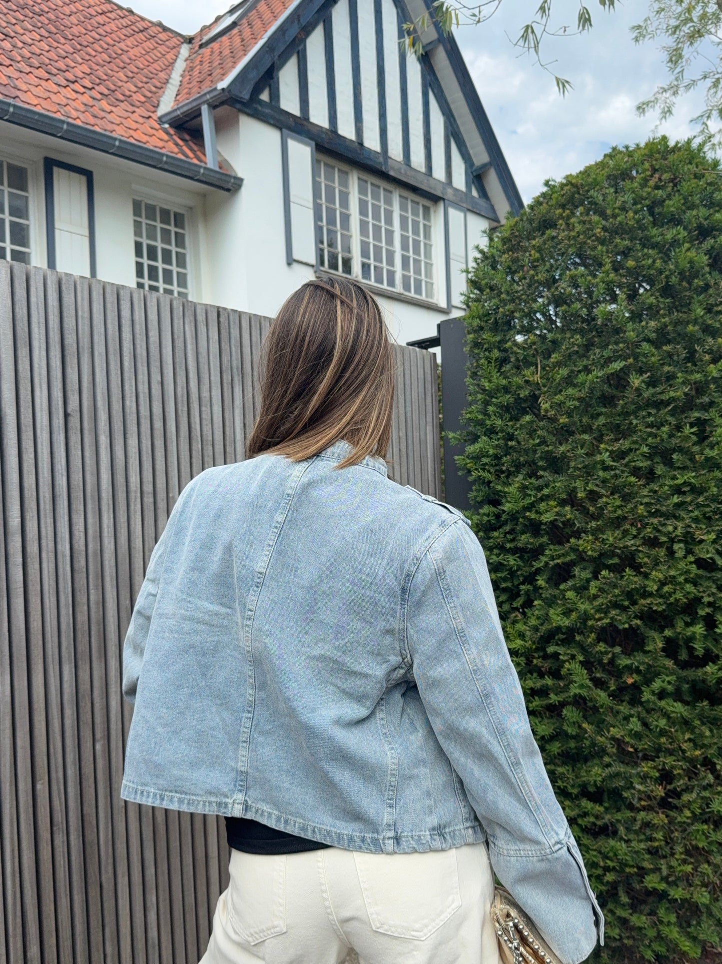 Veste en jeans officier bleue