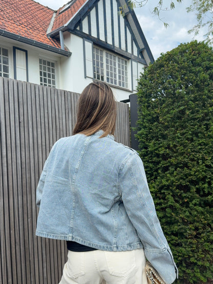 Veste en jeans officier bleue