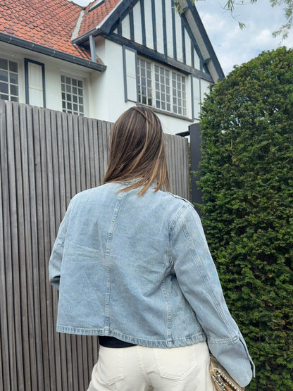 Veste en jeans officier bleue