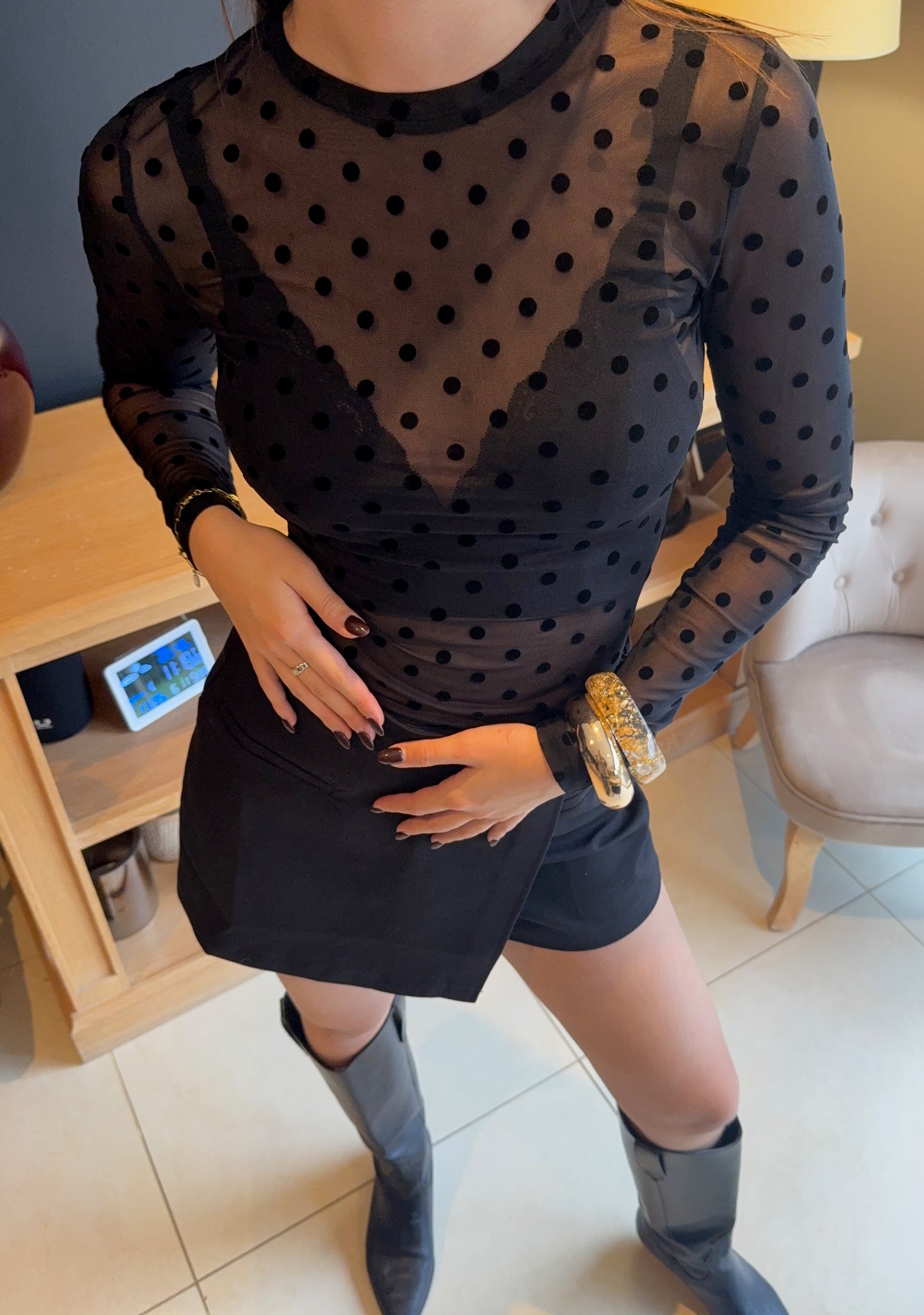 Top à pois transparent Élya