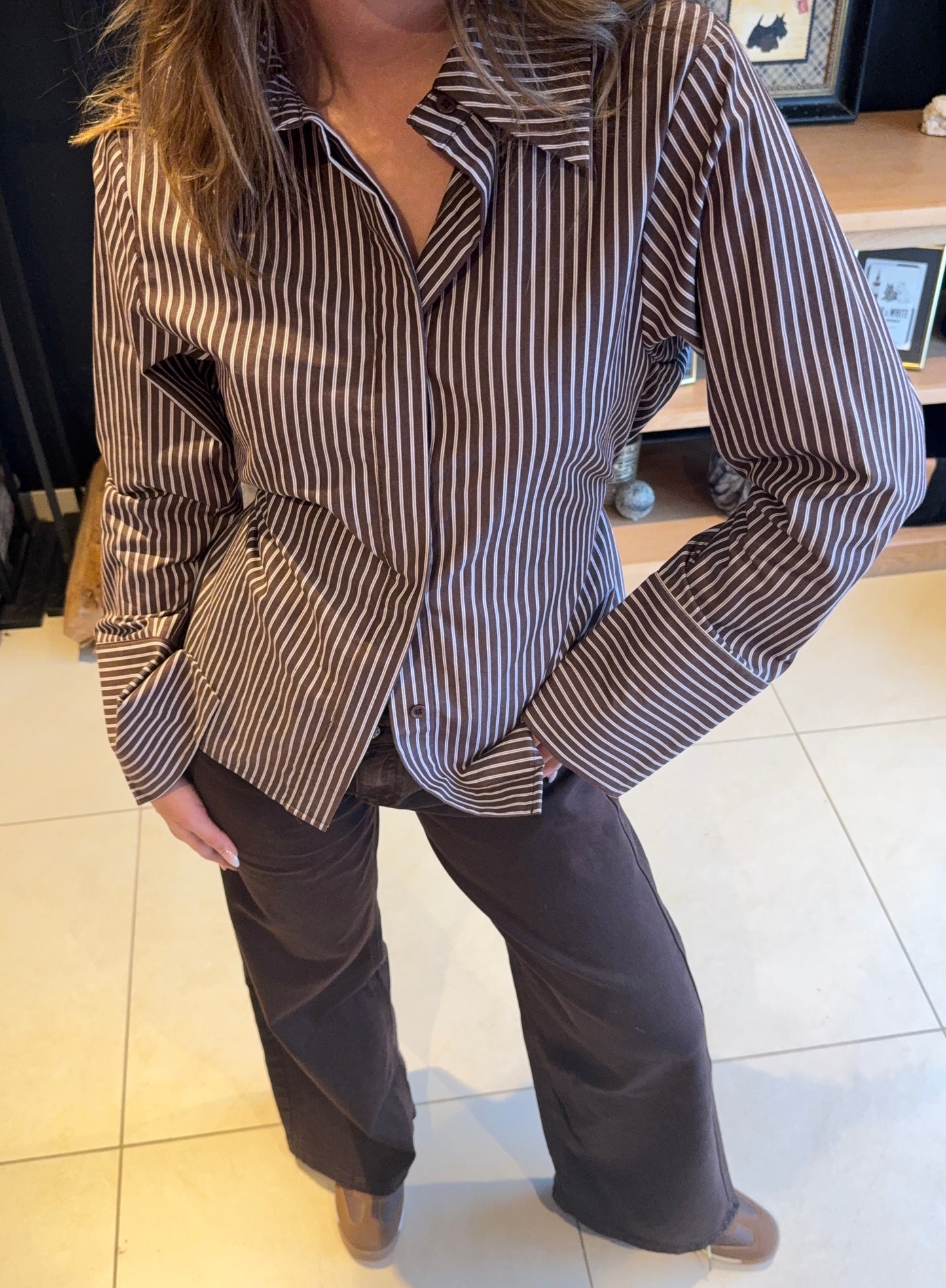 Jeans asymétrique Anaïs (brun)